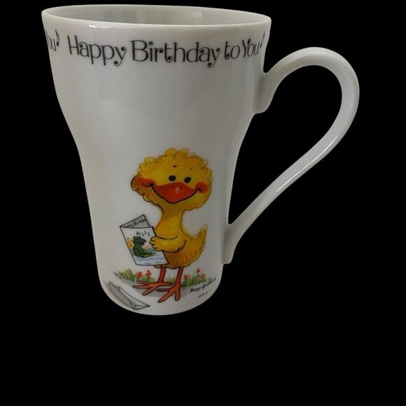 Vintage Suzy's Zoo Happy Birthday Coffee Mug Chick 1976 Enesco Imports - Picture 2 of 4